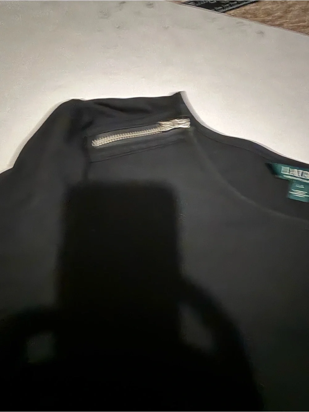Lauren Ralph Lauren Black Short-Sleeve Top with Shoulder Zippers